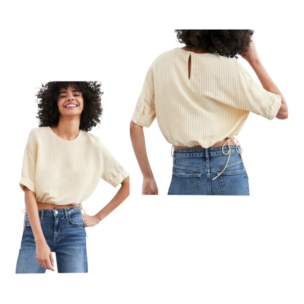 Zara Cream Boxy Crop T-Shirt
